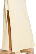 Sukienka maxi na ramiączkach z rozcięciem na udo żółta me432