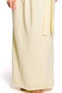 Luźna sukienka maxi z rękawem 7/8 wiązana paskiem żółta me435