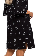 Sukienka mini z nadrukiem i długim rękawem fason A czarna me445