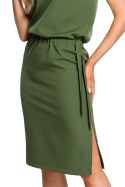 Sukienka midi bez rękawów z rozcięciem na plecach zielona me423