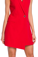 Sukienka żakietowa mini bez rękawów zapinana na guzik czerwona me439