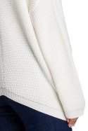 Sweter damski asymetryczny z dekoltem w serek ecru BK026