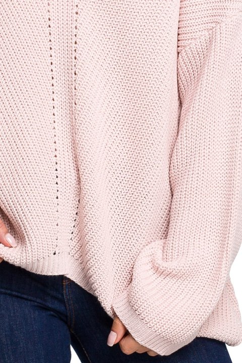 Sweter damski asymetryczny z dekoltem w serek różowy BK026 Sweter damski asymetryczny z dekoltem w serek różowy BK026