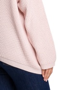 Sweter damski asymetryczny z dekoltem w serek różowy BK026
