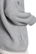 Sweter damski asymetryczny z dekoltem w serek szary BK026
