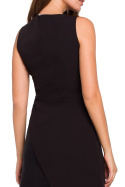 Sukienka asymetryczna mini bez rękawów dwuwarstwowa czarna K014
