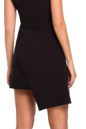 Sukienka asymetryczna mini bez rękawów dwuwarstwowa czarna K014