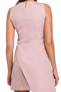 Sukienka asymetryczna mini bez rękawów dwuwarstwowa różowa K014