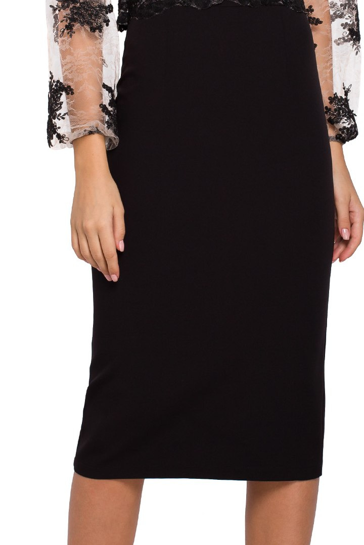 Elegancka sukienka ołówkowa koronkowa góra długi rękaw czarna K013 Elegancka sukienka ołówkowa koronkowa góra długi rękaw czarna K013