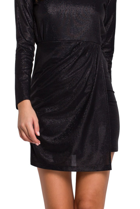Elegancka sukienka dopasowana mini z długim rękawem czarna K015 Elegancka sukienka dopasowana mini z długim rękawem czarna K015
