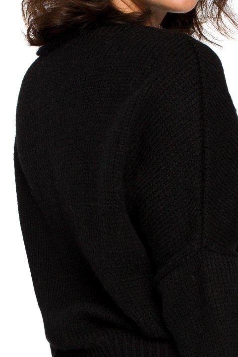 Sweter damski o kimonowych rękawach czarny BK015 Sweter damski o kimonowych rękawach czarny BK015