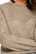 Sweter damski o kimonowych rękawach brązowy BK015