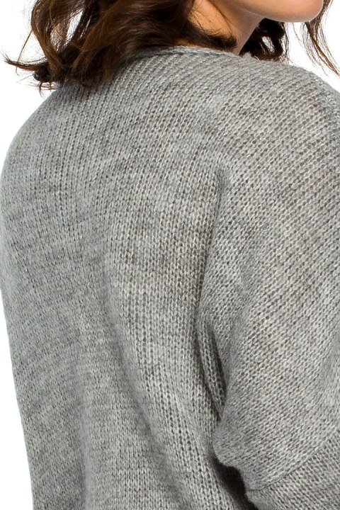 Sweter damski o kimonowych rękawach szary BK015 Sweter damski o kimonowych rękawach szary BK015