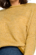 Sweter damski o kimonowych rękawach musztardowy BK015