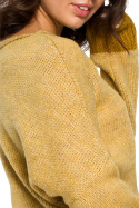 Sweter damski o kimonowych rękawach musztardowy BK015