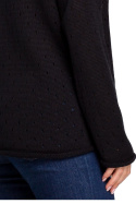 Luźny sweter damski z oczkami przewiewny czarny BK019