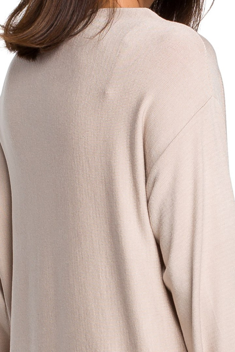 Sweter damski nietoperz z wiskozy z bufiastymi rękawami beżowy BK024 Sweter damski nietoperz z wiskozy z bufiastymi rękawami beżowy BK024