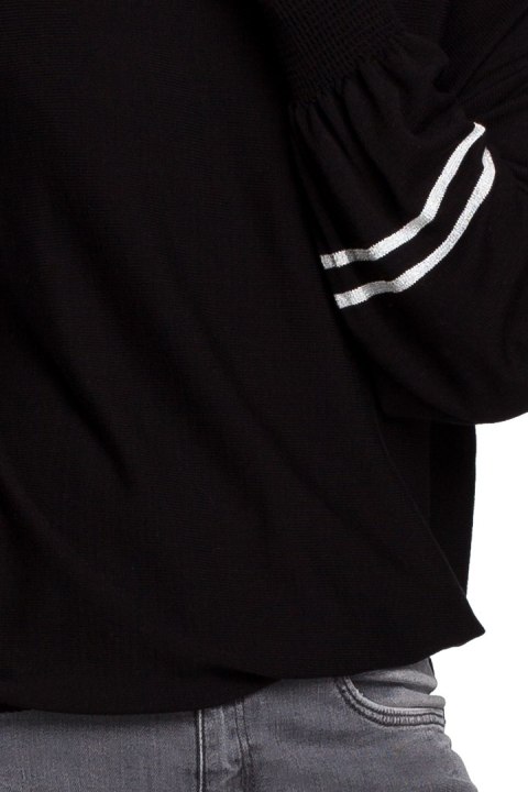 Sweter damski nietoperz z wiskozy z bufiastymi rękawami czarny BK024 Sweter damski nietoperz z wiskozy z bufiastymi rękawami czarny BK024