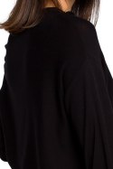 Sweter damski nietoperz z wiskozy z bufiastymi rękawami czarny BK024