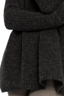 Sweter damski luźny oversize gruby ze ściągaczem antracytowy BK009