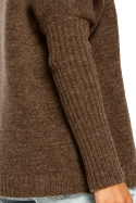 Sweter damski luźny oversize gruby ze ściągaczem karmelowy BK009