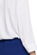 Bluzka damska koszulowa z kołnierzykiem i dekoltem V biała S052