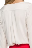 Zwiewna bluzka damska z dekoltem w serek beżowa S035