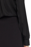 Zwiewna bluzka damska z dekoltem w serek czarna S035