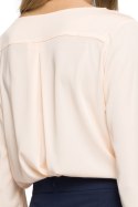 Zwiewna bluzka damska z dekoltem w serek łososiowa S035
