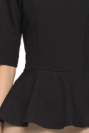 Bluzka damska dopasowana z krótkim rękawem i falbanką czarna S002