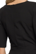 Bluzka damska dopasowana z krótkim rękawem i falbanką czarna S002