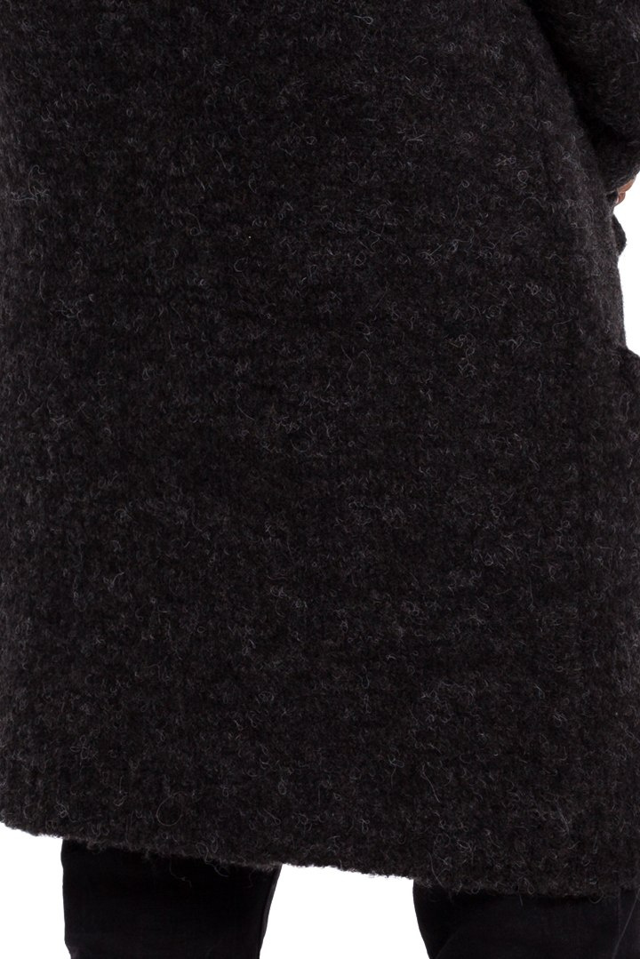 Kardigan damski bez zapięcia z kieszeniami antracytowy BK034 Kardigan damski bez zapięcia z kieszeniami antracytowy BK034