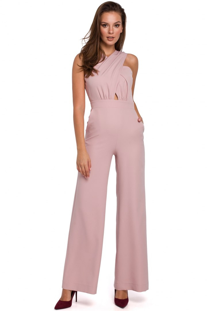 Elegancki kombinezon bez rękawów z szerokimi nogawkami liliowy K029 Elegancki kombinezon bez rękawów z szerokimi nogawkami liliowy K029