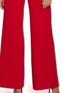 Elegancki kombinezon bez rękawów z szerokimi nogawkami czerwony K029