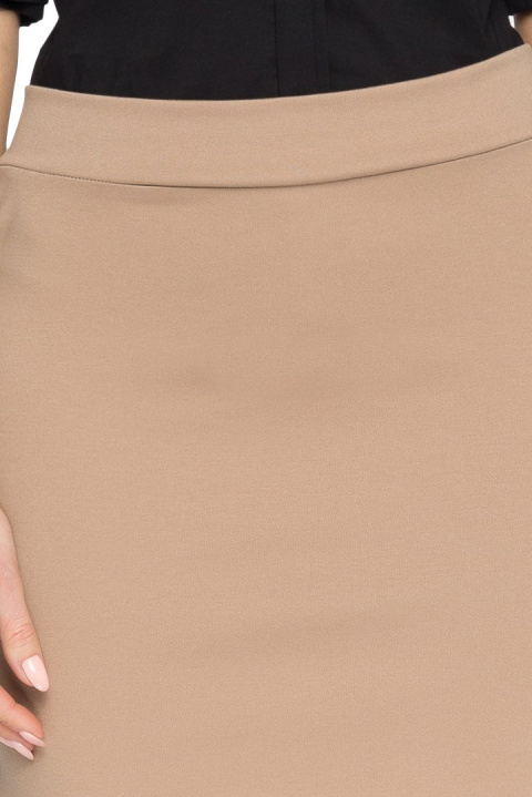 Elegancka spódnica ołówkowa midi z zamkiem z tyłu cappucino S009 Elegancka spódnica ołówkowa midi z zamkiem z tyłu cappucino S009