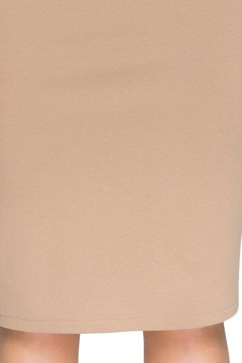Elegancka spódnica ołówkowa midi z zamkiem z tyłu cappucino S009 Elegancka spódnica ołówkowa midi z zamkiem z tyłu cappucino S009