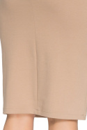 Elegancka spódnica ołówkowa midi z zamkiem z tyłu cappucino S009