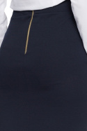 Elegancka spódnica ołówkowa midi z zamkiem z tyłu granatowa S009
