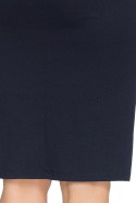 Elegancka spódnica ołówkowa midi z zamkiem z tyłu granatowa S009