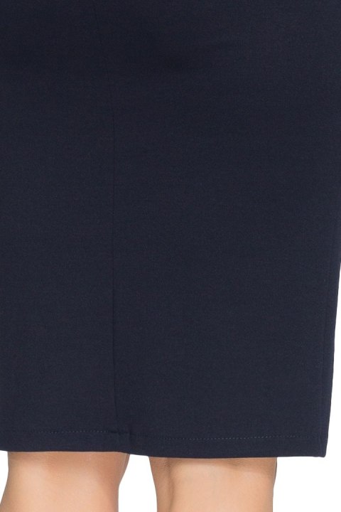 Elegancka spódnica ołówkowa midi z zamkiem z tyłu granatowa S009 Elegancka spódnica ołówkowa midi z zamkiem z tyłu granatowa S009