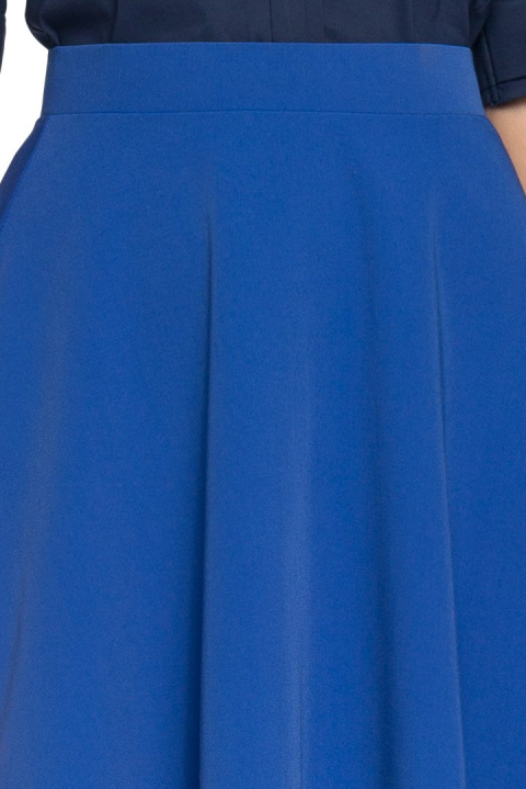 Elegancka spódnica rozkloszowana midi z kontrafałdami chabrowa S006 Elegancka spódnica rozkloszowana midi z kontrafałdami chabrowa S006