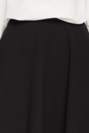 Elegancka spódnica rozkloszowana midi z kontrafałdami czarnaS006