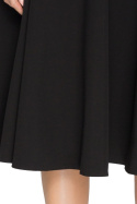 Elegancka spódnica rozkloszowana midi z kontrafałdami czarnaS006