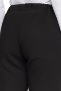Eleganckie spodnie damskie klasyczne z gumką w pasie czarne S054