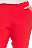 Eleganckie spodnie damskie klasyczne z gumką w pasie czerwone S054