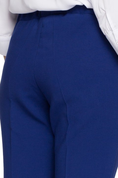 Eleganckie spodnie damskie klasyczne z gumką w pasie chabrowe S054 Eleganckie spodnie damskie klasyczne z gumką w pasie chabrowe S054