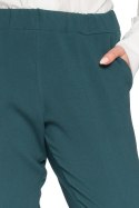 Eleganckie spodnie damskie klasyczne z gumką w pasie zielone S054