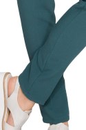 Eleganckie spodnie damskie klasyczne z gumką w pasie zielone S054