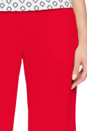 Spodnie damskie z szerokimi nogawkami i wysokim stanem czerwone S034