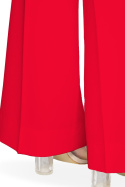 Spodnie damskie z szerokimi nogawkami i wysokim stanem czerwone S034
